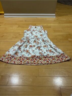 Rewind White Floral Border Fit-and-Flare Midi Dress